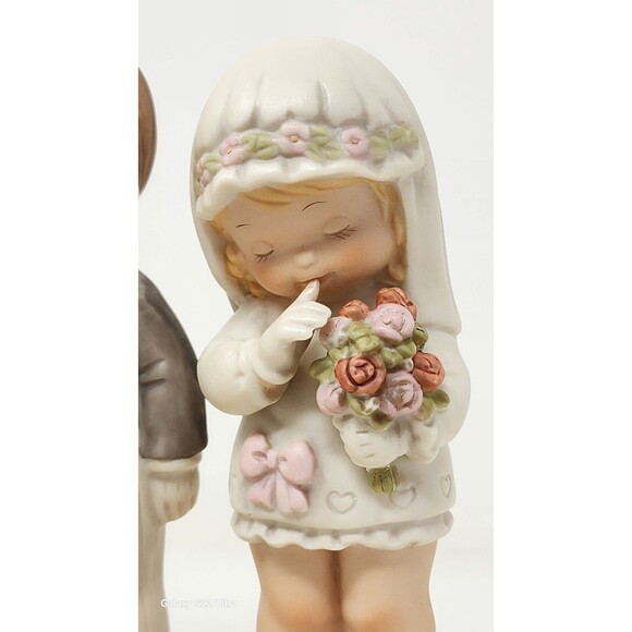 Vintage Enesco Musical Here Comes The Bride & Groom 1989 Porcelain 6.5" Figurine - Picture 7 of 14